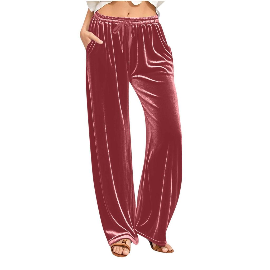 2026 European & American Velvet Wide-Leg Drawstring Pants
