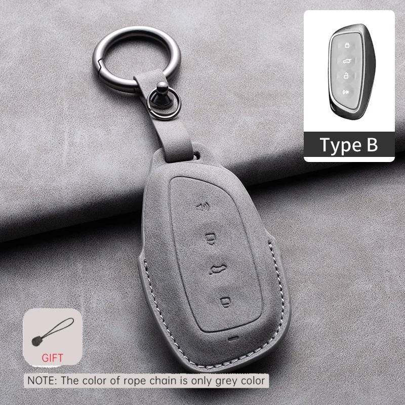 Leather Car Key Case Cover Holder Keychain Keyless Shell for HAVAL Hover XY H6 Dargo M6 H9 H6S F7 F7X Jolion X DOG H2 H3 H5 Key