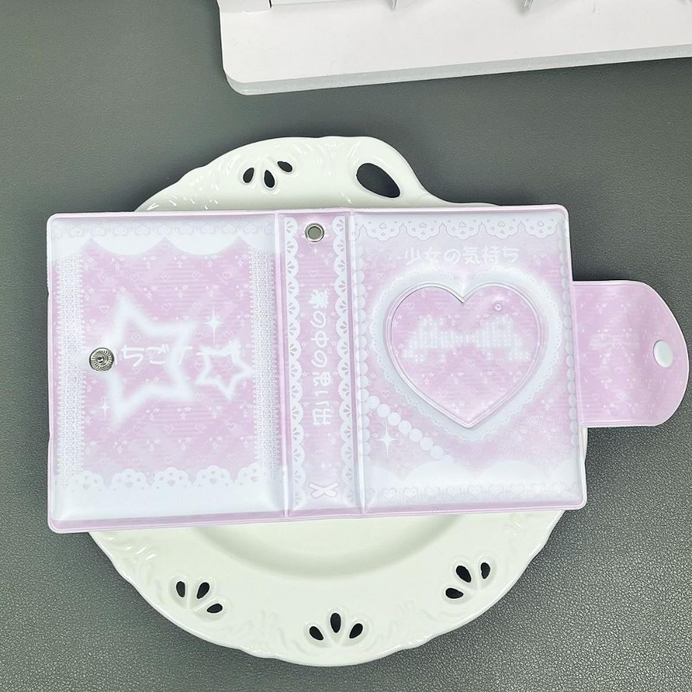 Pink Love Bow Card Album 3 Inch Mini PVC Photocard Binder with 16 Internal Pages Collectible Card Album Idol Card Collect Book