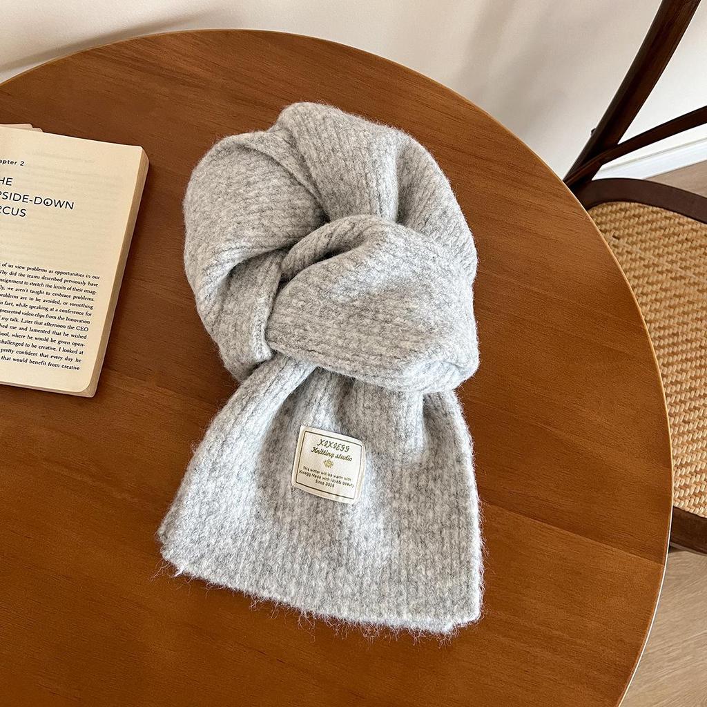 2025 Winter Korean Wool Solid Color Blue Scarf - Blogger Style