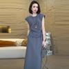 2026 Summer Slimming Two-Piece Casual Dress Set for Women - Stylish Short Sleeve Skirt