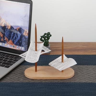 1 STÜCK Holz Papier Quittungshalter Spieß Doppelnadeln Rechnungsgabel Memo Halter Spieß Stift Halter für Restaurant Küche Büro