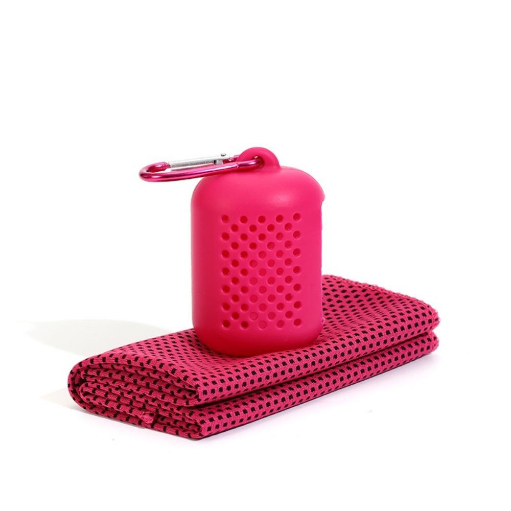 

Portable Polyester Cooling Towel Silicone Boxed Microfiber Microfiber Towel Absorbent Sports Towel Summer рожевий червоний колір