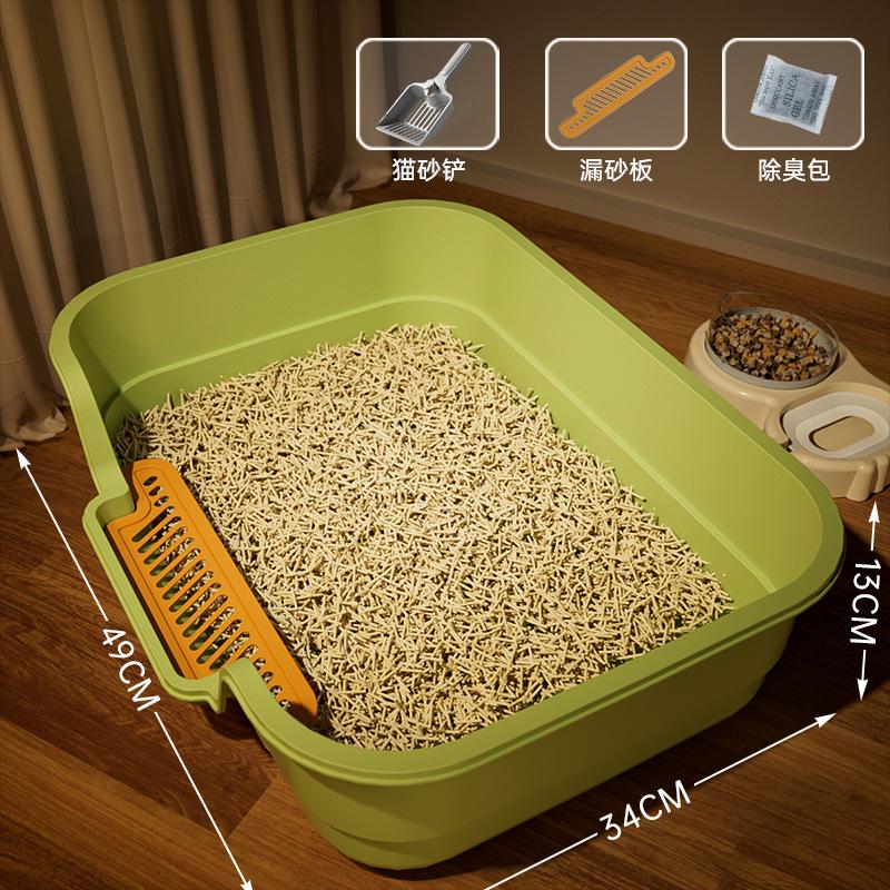 Oversized Pet Cat Litter Box, Semi-closed, Heightened and Thickened Anti-splash Cat Toilet, Easy To Clean, Bathtub Cat Toilet