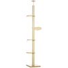Floor To Ceiling Cat Tree Anti Tip Safety Sisal Rope Posts Engineered Wood Oak And Cream White