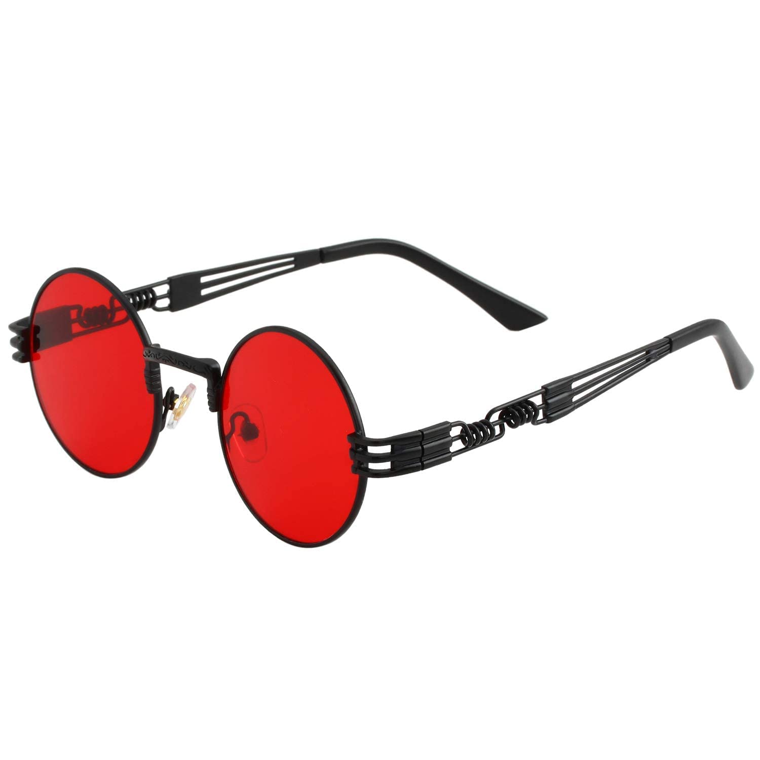 

Солнцезащитные очки Kursan круглой формы для мужчин и в стиле хиппи ретро, металлические, UV 400 A2, черные, размер M, для женщин, очки, оправа, защита, оправа/красная линза,