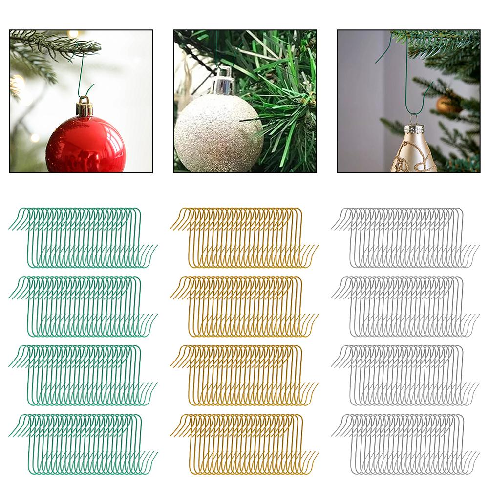 100PCS S-shaped Christmas Tree Hooks Metal S-Shaped Christmas Tree Ornament Hooks Hangers For Holiday Bauble Decoration