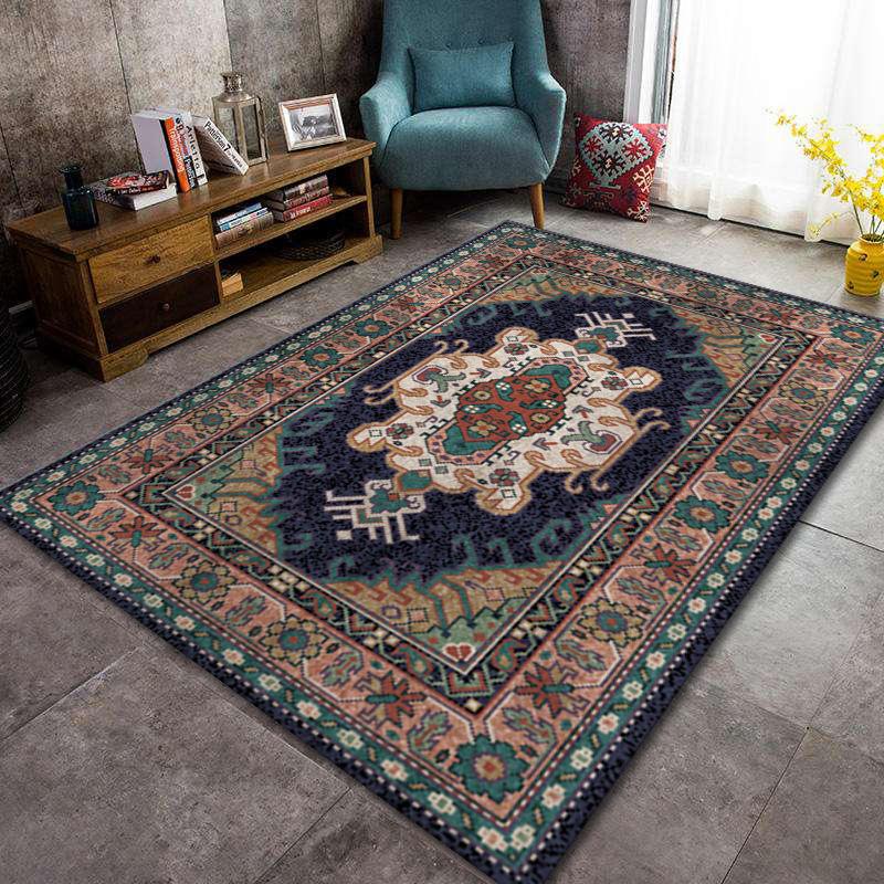 Bosmian Bedroom Splicing Carpet Retro Light Luxury Living Room Coffee Table Floor Mat Turkish Ethnic Style Carpet