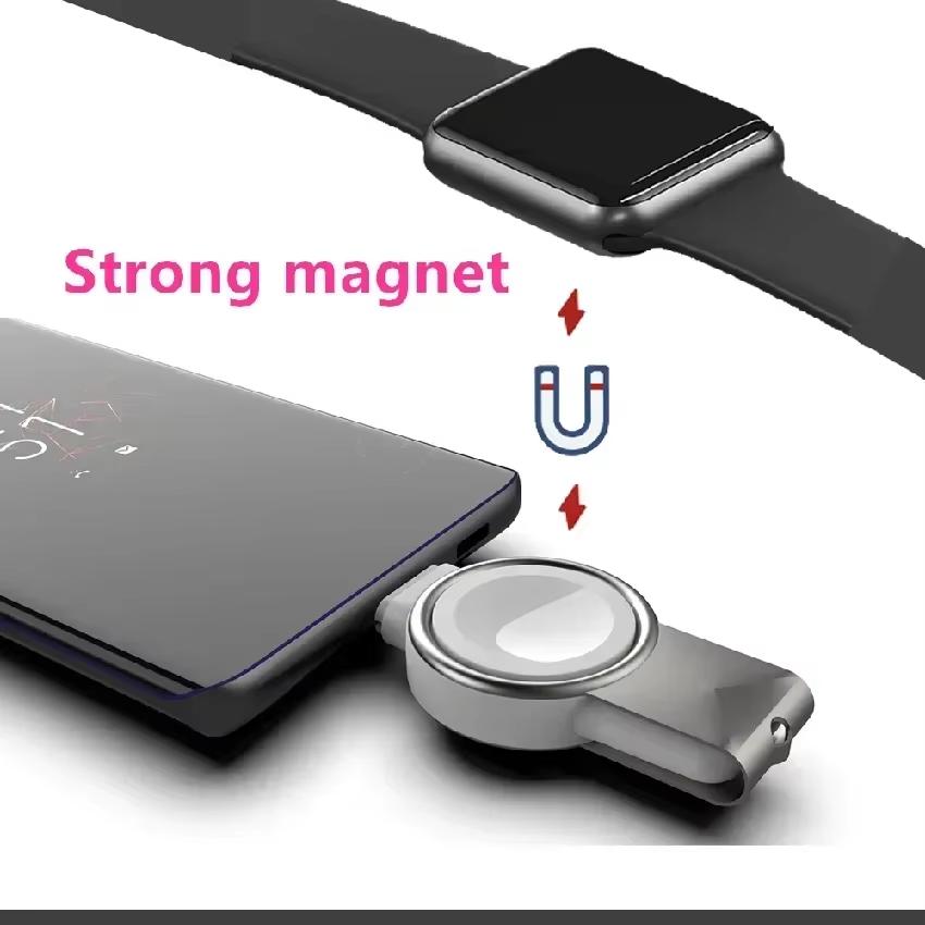 Magnetisches kabelloses Ladegerät Tragbar USB Typ-C Anschluss Uhrenladung für Apple Watch 9 8 7 6 SE 5 4 3 2 Schnellladestation