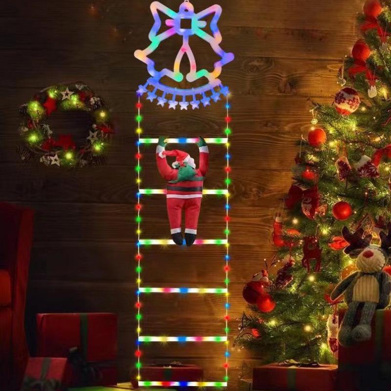 Christmas LED Santa Climbing Stair Lights with Wall Decorations