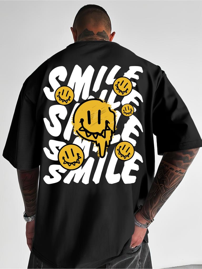 Unisex Unisex T-Shirt Streetwear Lächeln Grafik T-Shirt Kurzarm Baumwolle Lässig Oversized Urbaner Stil Oberteile