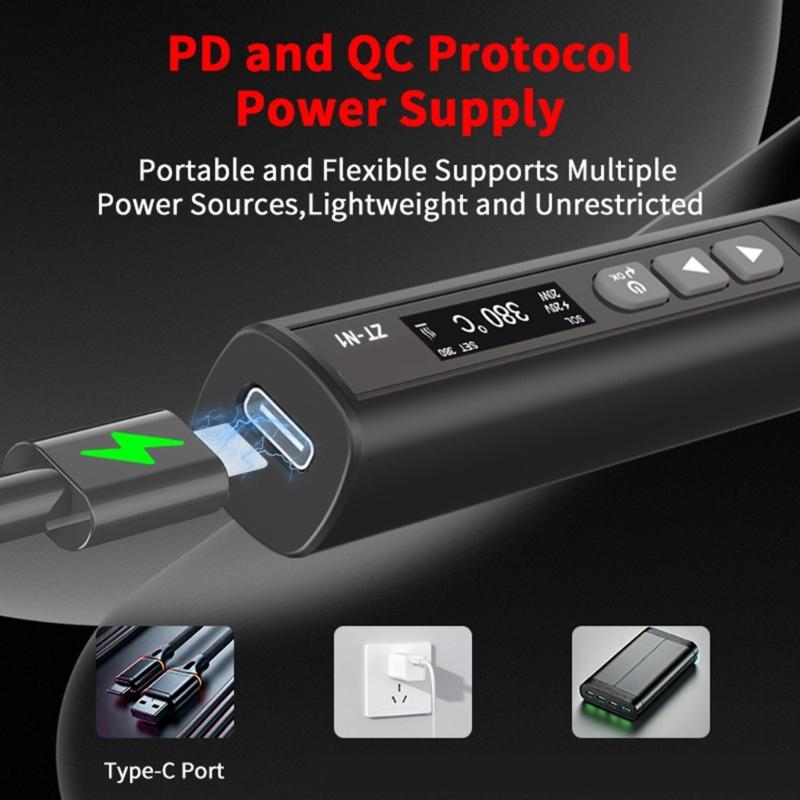 Intelligent Temperature Control Soldering Iron 96W Welder High Power Welding Pen for Fast Heating &Precise Welding