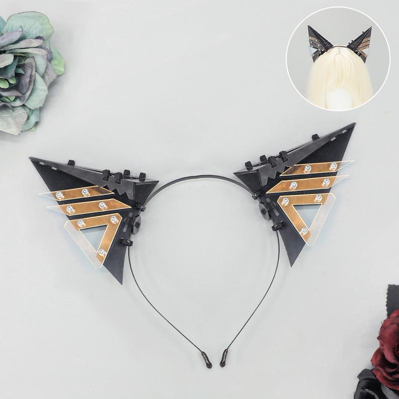 

Киберпанк маска наручи наплечники кошачьи ушки ободок головной убор аксессуары для головы научно-фантастический механический меха косплей реквизит