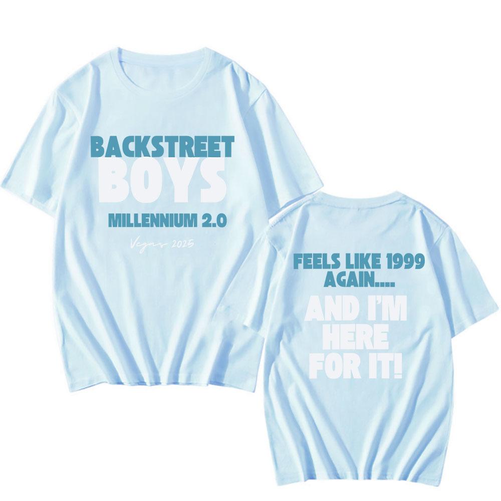 Millennium 2.0 1999 To Vegas 2025 Tour T-shirt Backstreet Boys Band Fashion Tshirts Cotton Short Sleeve Male T Shirt Unisex Tees