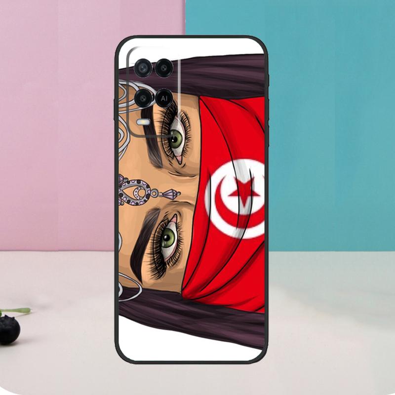 Tunisia Flag Map For OPPO A74 A94 A54 A58 A78 A98 A5 A9 A53 A15 A52 A72 A17 A57 A77 A16 A76 A96 A57S Case