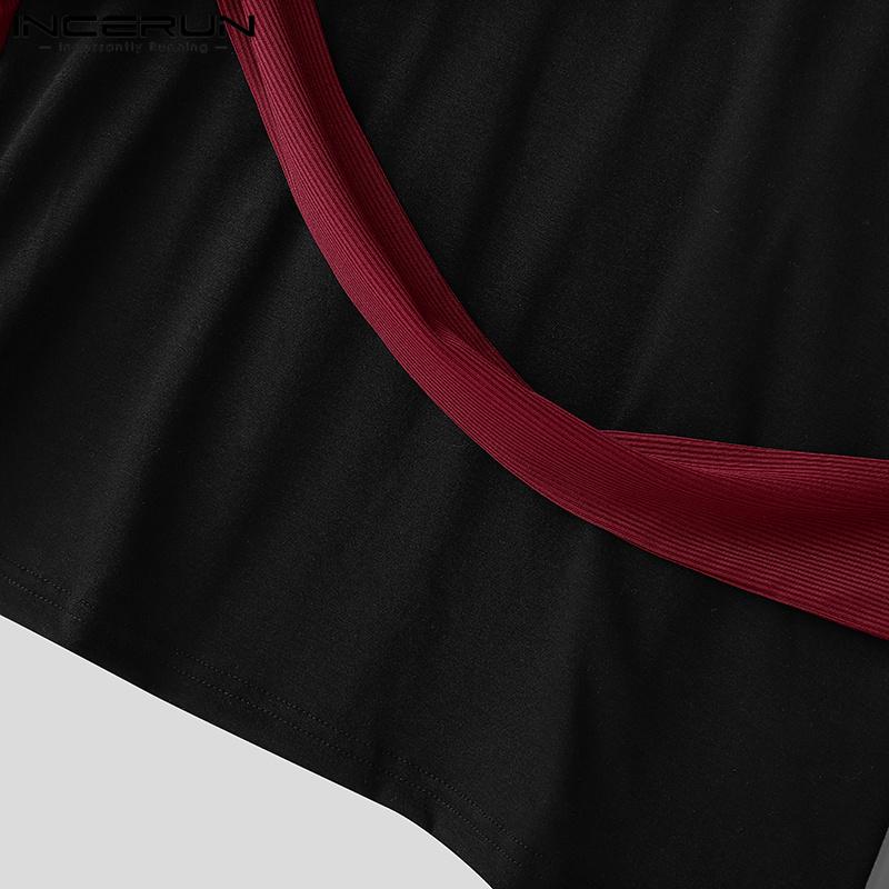 INCERUN Herren Langarmshirt mit überkreuzten Ärmeln und Henley-Muster