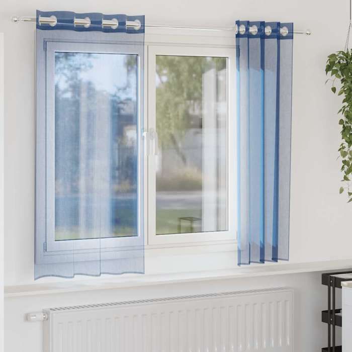 VidaXL Rideaux en voile avec œillets 2 pcs bleu royal, rideau en filet, rideau transparent, voile de fenêtre, traitement de 4102114