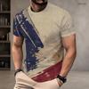 Men Plus Size Round Neck Short Sleeve American Flag Printed Casual T Shirt