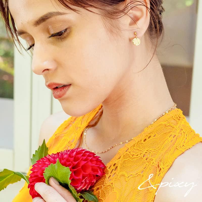 Petal Choker Necklace 316L Surgical Stainless Steel Allergy Safe Medical Gold Simple Skin Friendly Gold [Pixy Jewelry] Women's (Pink 35+3cm)