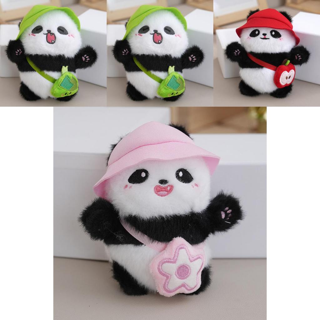 Cute Fluffy Plush Panda Doll Keychain Soft Stuffed Animal Adorable Accessory