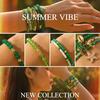Elegant Green Rice Beads Bracelets Set for Women Trendy Starfish Shell Dolphin Coconut Tree Pendant Bracelets Beach Jewelry