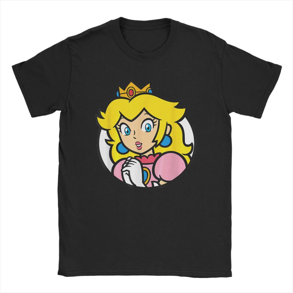 Men Super Marios Bros Princess Peach T Shirts 100% Cotton Clothes Funny Short Sleeve Crewneck Tees Adult T-Shirts