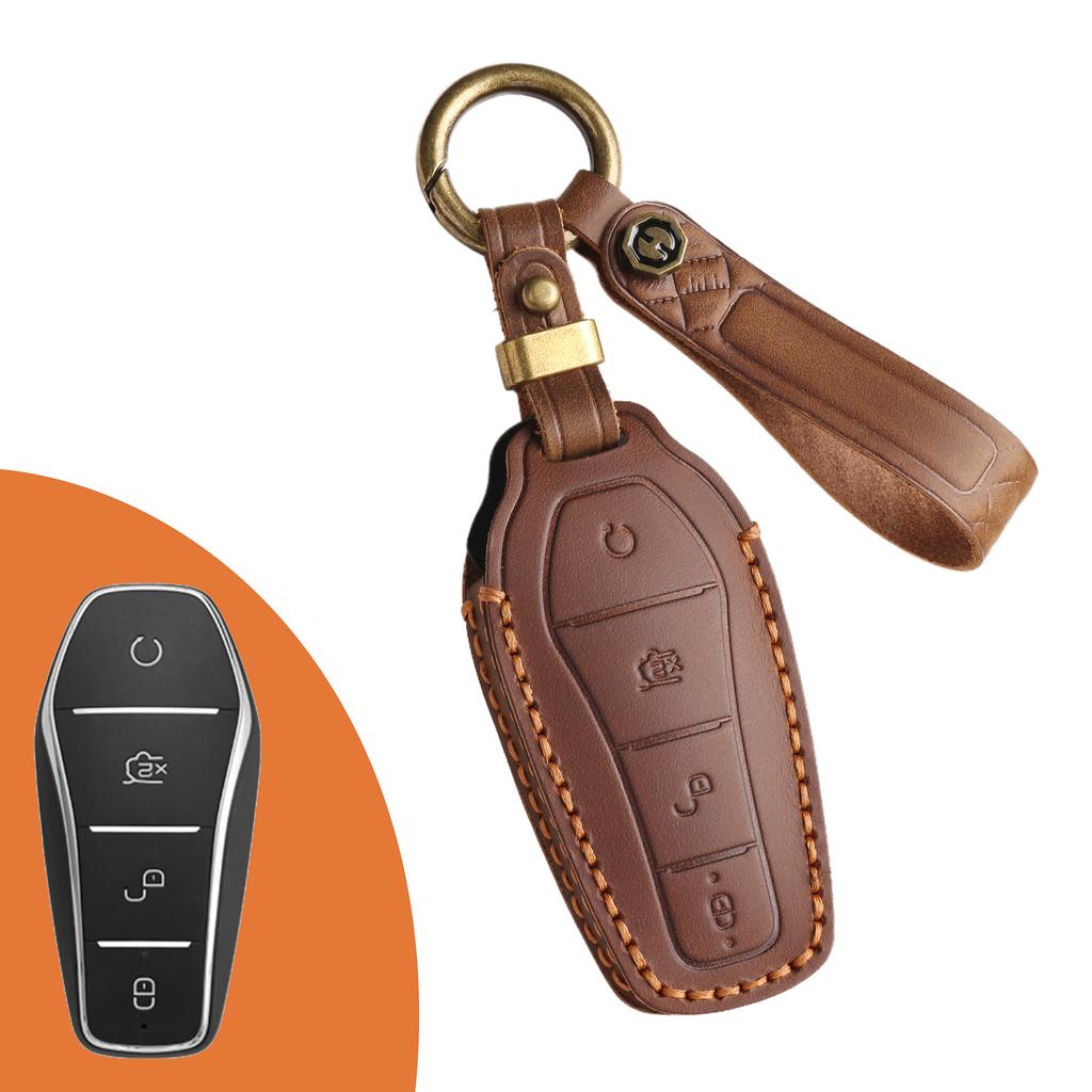 Leather key cover is suitable for BYD car key bag, Qin Tang Song dolphin seal destroyer keychain.