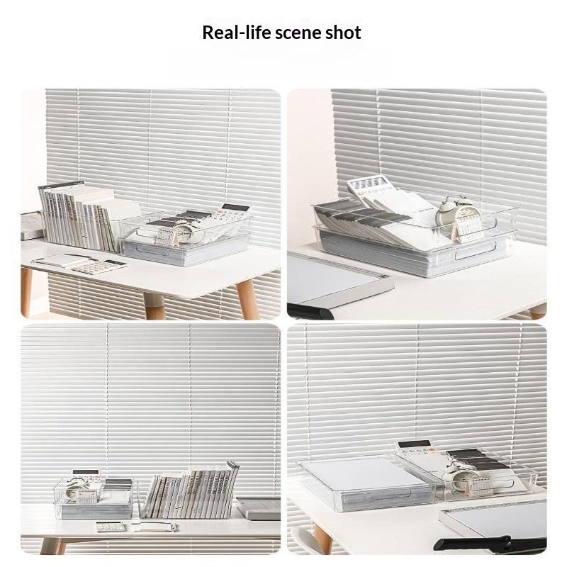 Anti-Wrinkle Clear Pet A4 File Storage Box -Stackable Desktop Document Organizer Case For Office & Student Desk