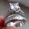 2Pcs/set Fashion Bridal Set Elegant Rings for Women Wedding Engagement Jewelry With Full Shiny Crystal Zircon Female Ring