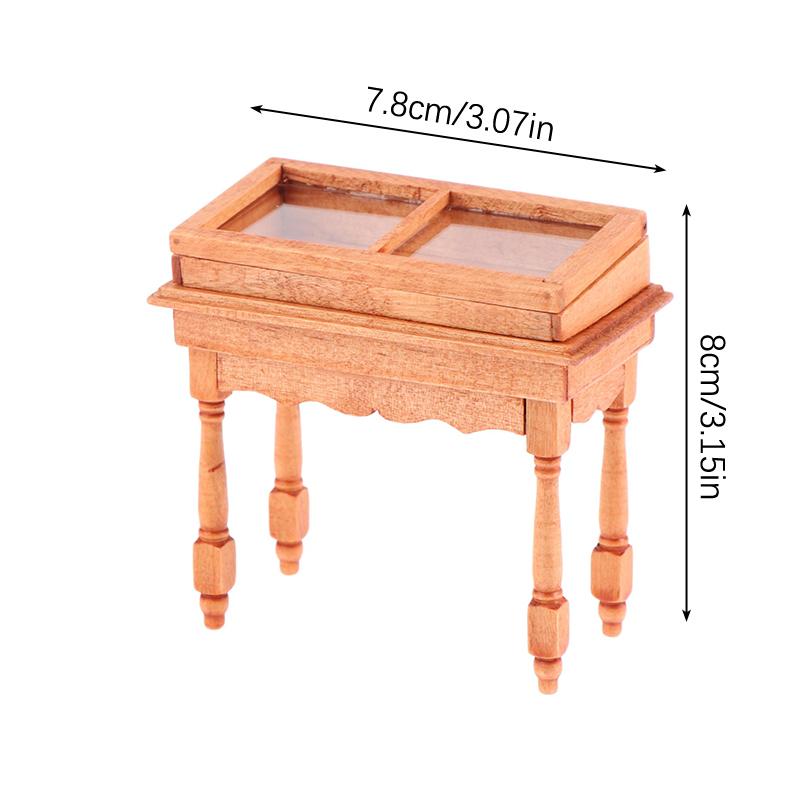 1:12 Dollhouse Miniature Counter Clamshell Jewelry Display Cabinet Showcase Storage Cabinet Furniture Doll House Decor Toy