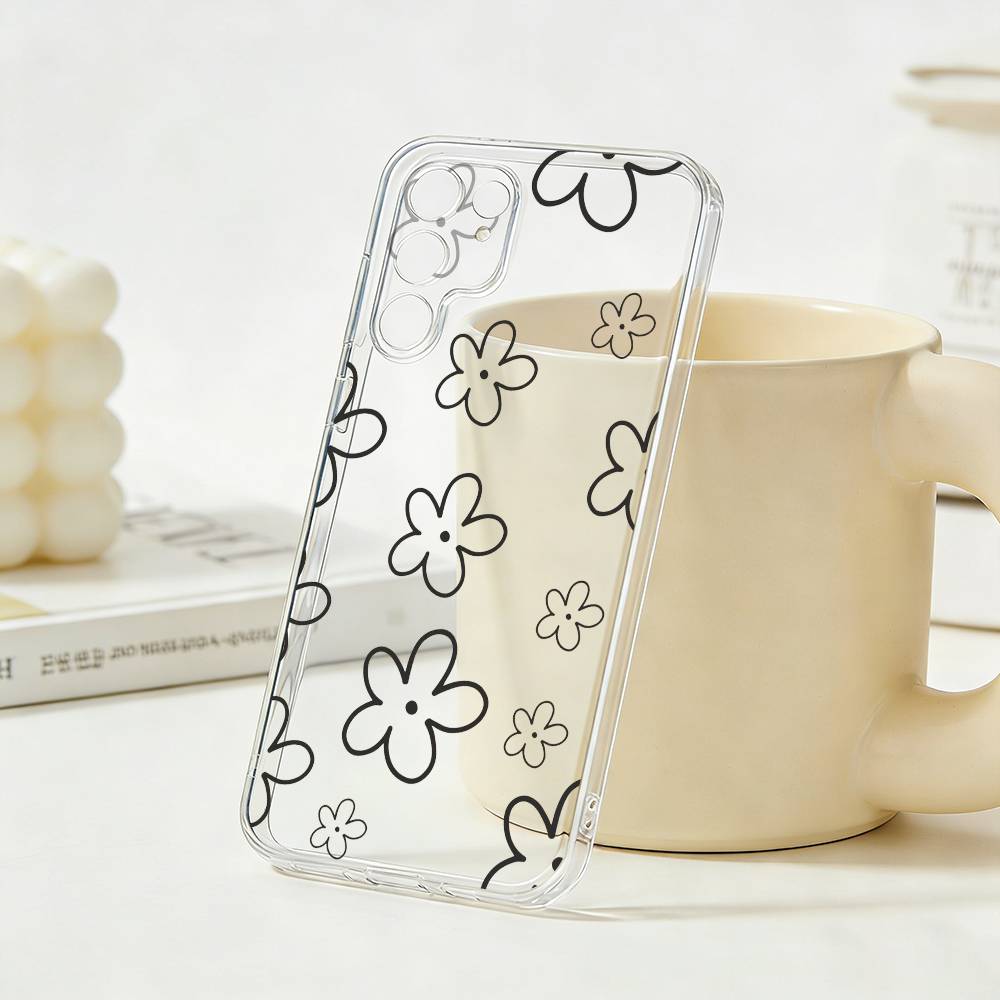 

Black and White Minimalist Print Phone Case For Samsung S25,S24,S21,S22,S23,S30,Ultra,Plus,5G,Transparent Cover Samsung S25Plus