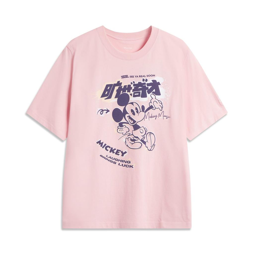 Li Ning X Disney T Shirt Men's New Coral Powder AHSUA79-4