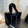 Large Capacity Hasp Bow Velvet Tote Bag Versatile Furry Underarm Bag Soft Shoulder Bag  Party