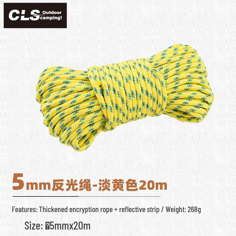 Outdoor Tent Accessory: 10M Reflective Rope, 5mm Thick, Ground Pegs, Windproof Guyline, Clothesline, Awning