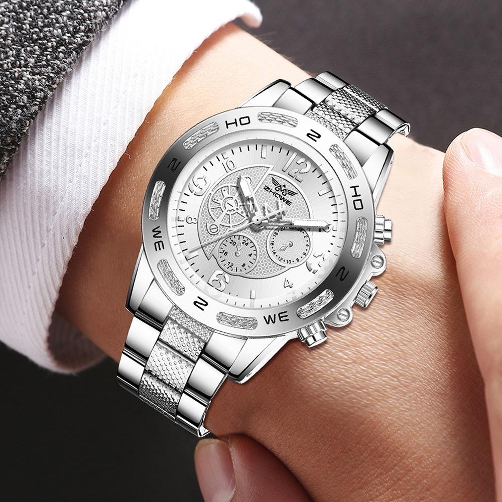 Men's Watch Blu-ray Glass Quartz Watch Classic Watch False Three-eye Digital Alloy Watch