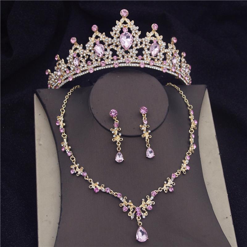 Baroque Quality Fashion Crystal Wedding Bridal Jewelry Sets Women Bride Tiara Crowns Earring Necklace Wedding Jewelry Set