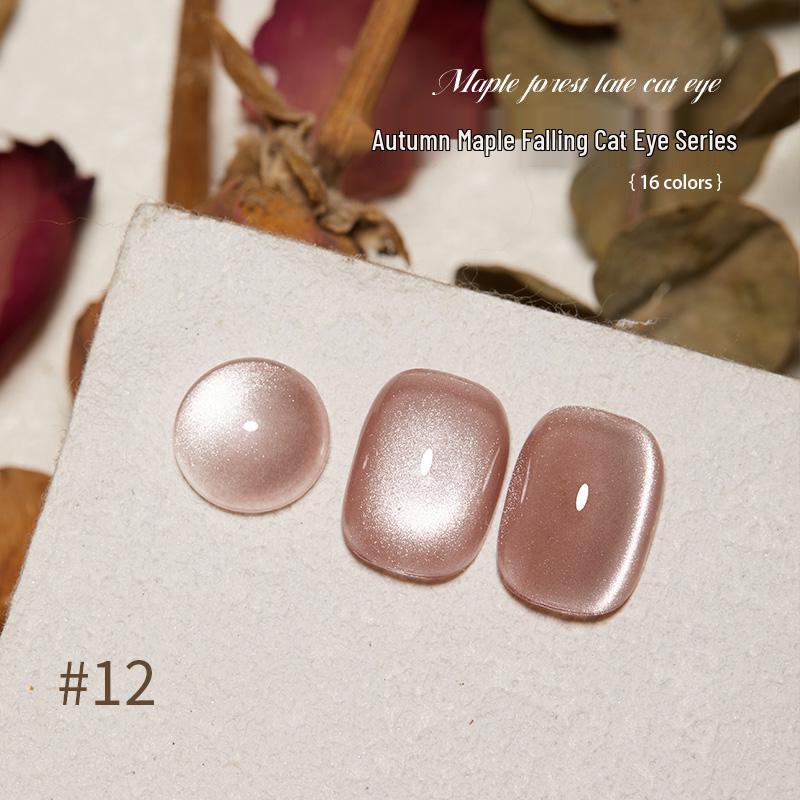 Baoshiman Maple Forest Cat Eye Nail Polish Gel - 2025 Sparkle Glass Beads Silk Nail Art