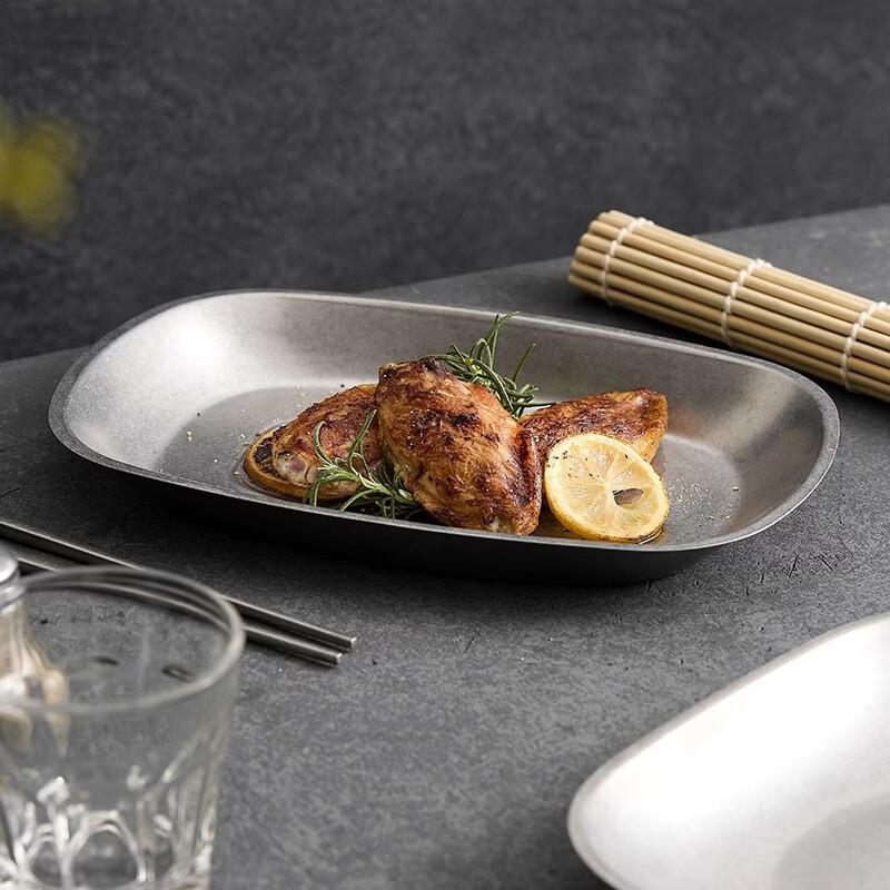 ZISIZ American Gold Tinplate Platter for Steak & Snacks