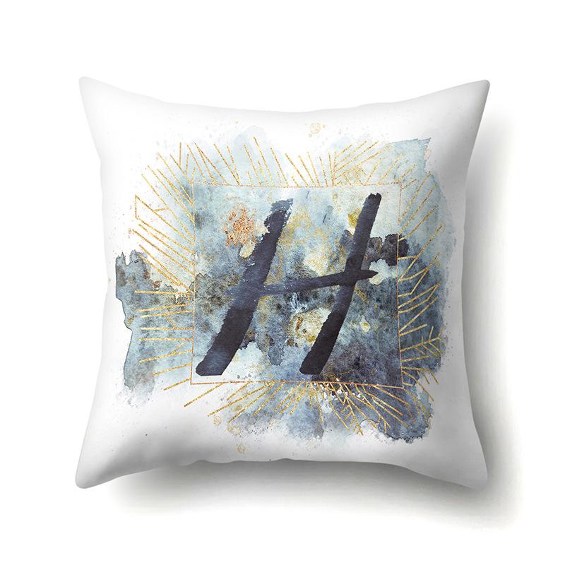 Polyester Pillowcase Home Car Decoration Printing Pillowcase 26 English Letters Sofa Cushion Cover