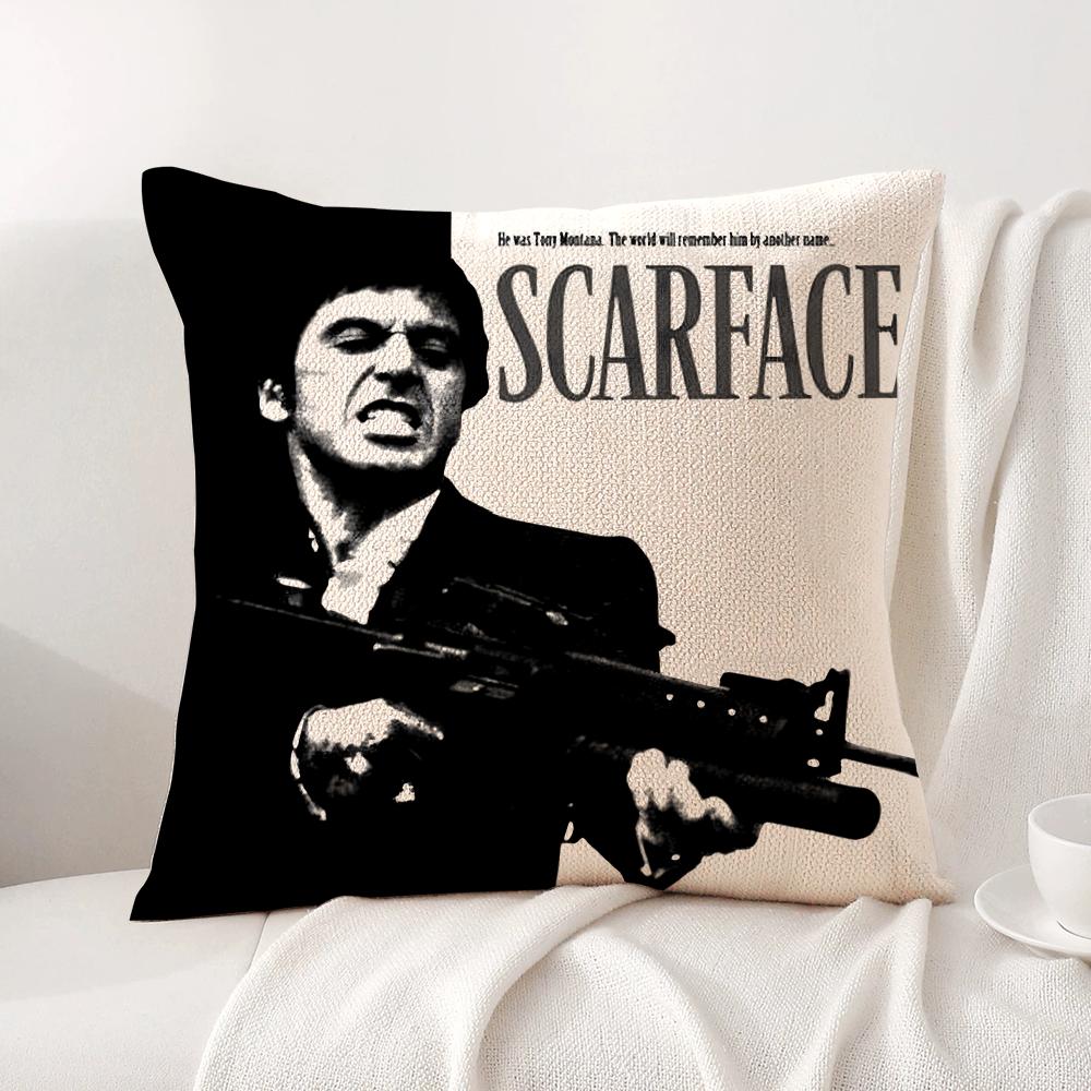 S-Scarface Movie Cushion Cover Summer Coolness Linen Fabric Double-Sided Printing Pillow Case Sofa Home Decor Gift