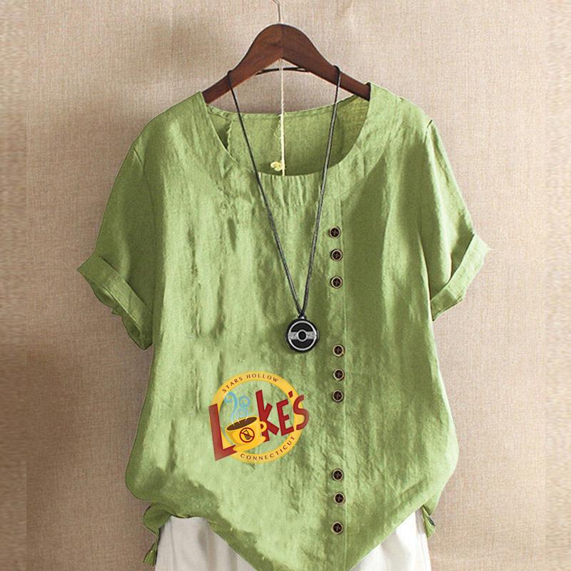 Women's Fashion Favorite Icons Prined Round Neck Short Sleeve T-shirt Casual Cotton Linen Graphic Shirt Leisure Loose Summer Blouse Tops