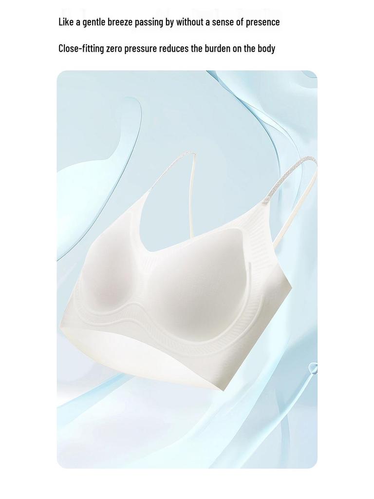 Kräuter-Kamelie Cool Summer Nahtloser Spaghetti-Träger-BH für Damen