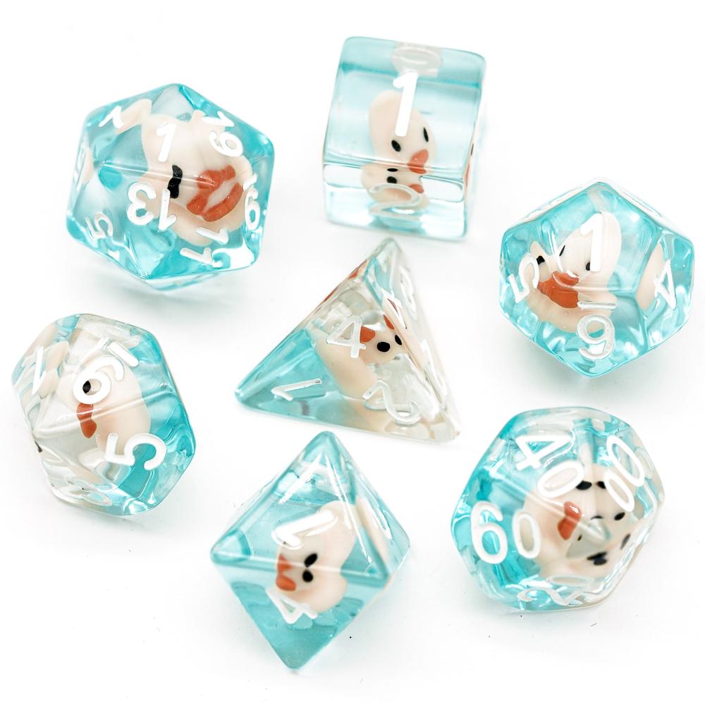 Cusdie Cute Animals DnD Dice Resin D4 D6 D8 D10 D% D12 D20 Polyhedral Dice Set for D&D Pathfinder Role Playing Table Board Games