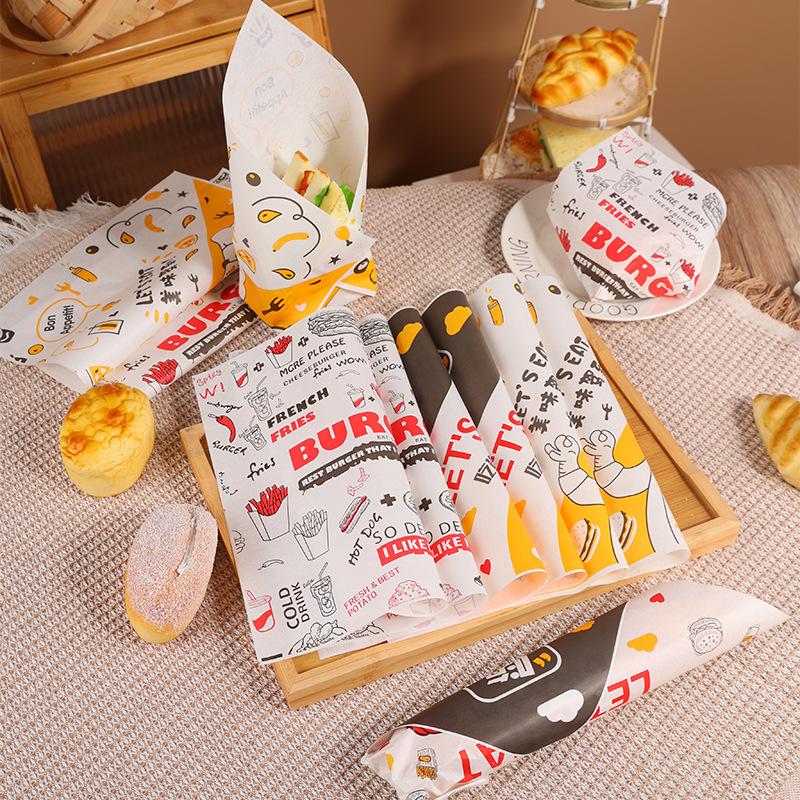100 Fogli Carta Cerata Carta Grassa per Alimenti Carta da Imballaggio Carta per Avvolgere Pane Sandwich Hamburger Patatine Carta Oleata Strumenti per la Cottura