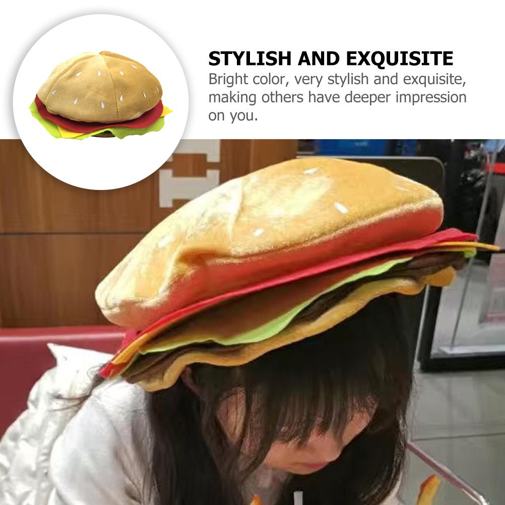 Cappello da hamburger Costume da festa Divertente cartone animato Berretto in tessuto Accessorio per spettacoli teatrali