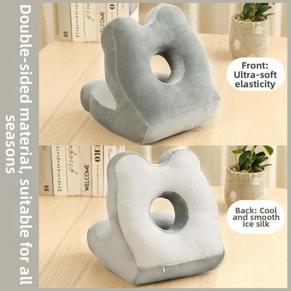 

Portable Double-Sided Nap Pillow Hollow Design Supportive Sleeping Pillow Cute Breathable Travel Pillow Four Seasons серый
