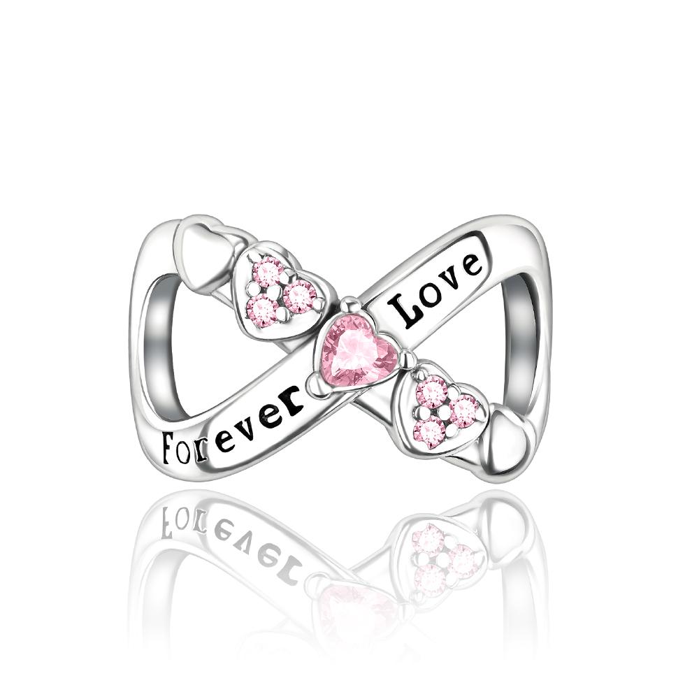 Romantic Copper Handwritten Love Beads Forever & Always Soulmate Dangle Charm Fits Bracelet & Necklace Wedding Gift