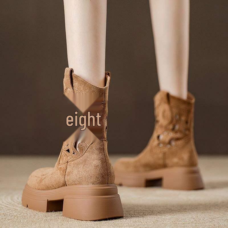 2025 Retro Thick-Soled Breathable Cowboy Mid-Calf Boots