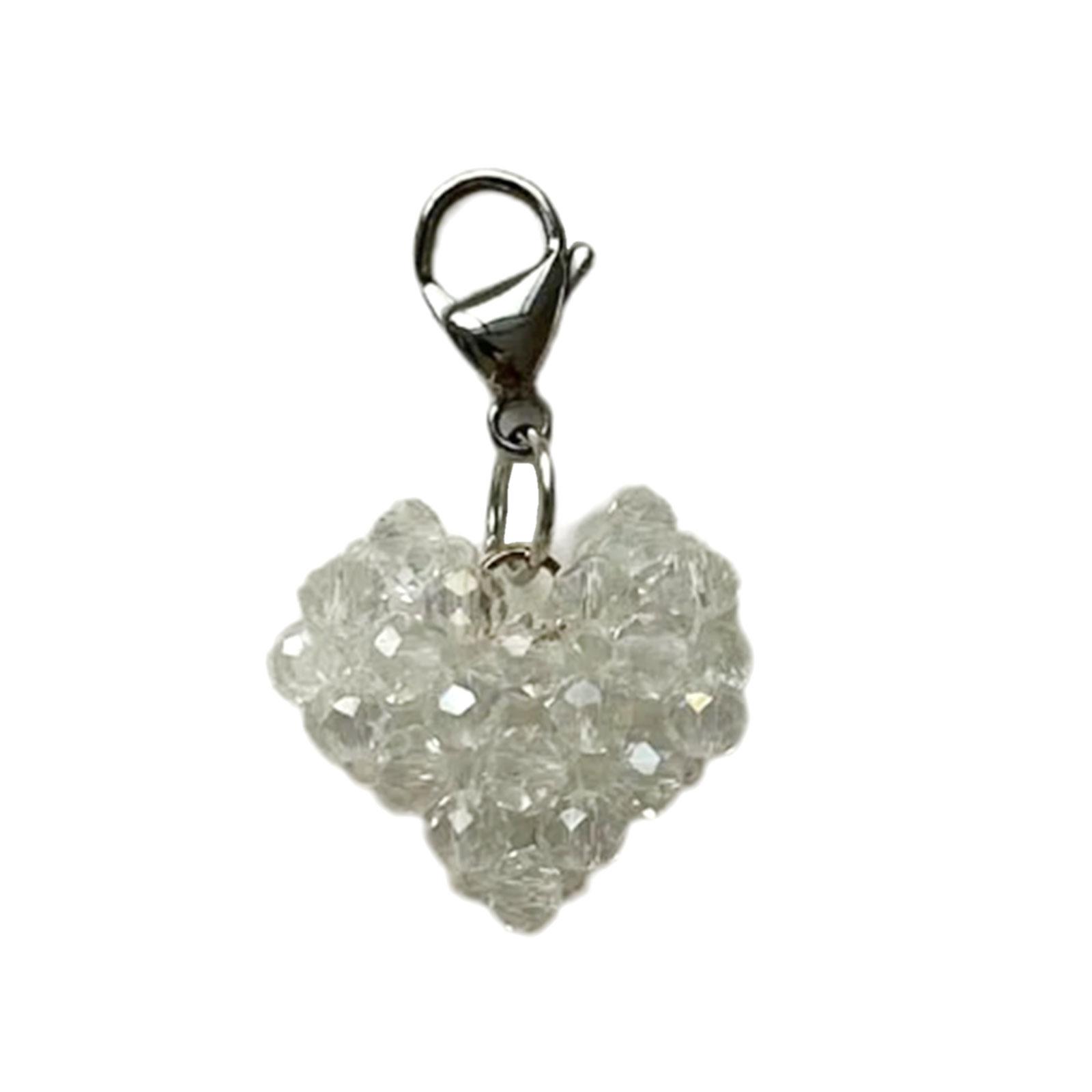 

Стильный кулон с хрустальным сердцем Уникальный брелок-подвеска в форме сердца Персонализированное ювелирное изделие-брелок Цепочка для телефона 2 белый