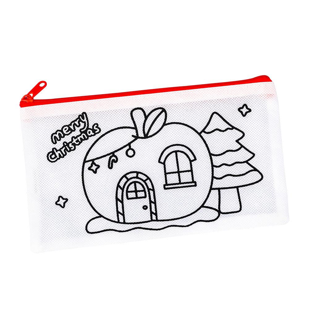 Kids' Christmas Doodle Pencil Case: DIY Painting & Stationery Gift